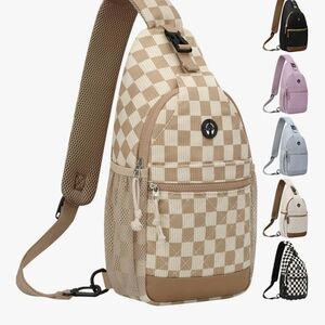 Tan Checkered Men's Sling Bag